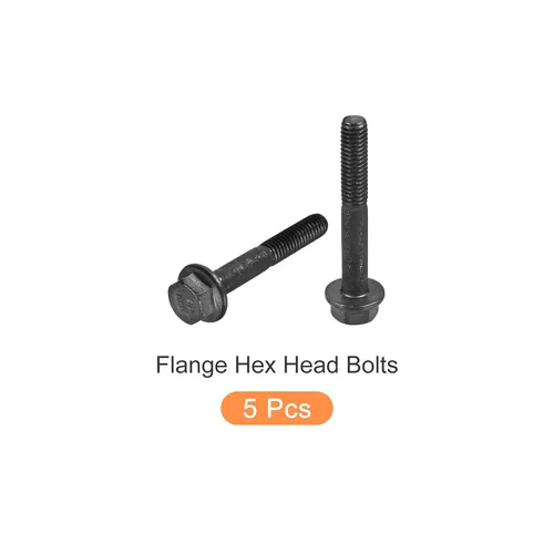 Miniatura 5 de METALLIXITY Pernos de cabeza hexagonal con brida (M6x40mm) 5pcs, perno de brida hexagonal Tornillo de media rosca, para sujetadores de hardware