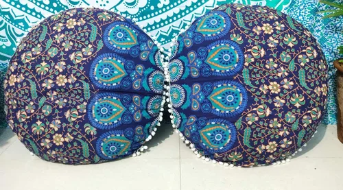 Miniatura 47 de CRAFT KALA Funda de cojín con diseño de mandala, funda de cojín para asiento, hippie, decorativo, bohemio, otomano, de algodón, indio, para sala