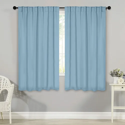 Miniatura 42 de BLUENILEMILLS Paneles de cortinas opacas para oscurecer la habitación con bolsillo para barra/pestañas traseras, cortinas perfectas para ventanas