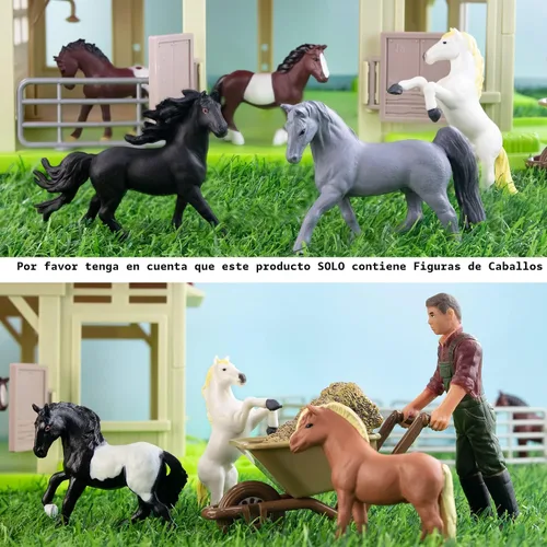 Miniatura 3 de Toymany Juego de 12 figuras de caballos pequeños de 2-3 pulgadas, figuras de ponis y potros pequeños de plástico, decoración para pasteles