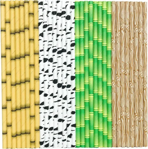 100 pajitas de papel para fiestas temáticas mixtas, decorativas, desechables, biodegradables, de colores, para picnic, jugo, café, bar, beber, baby