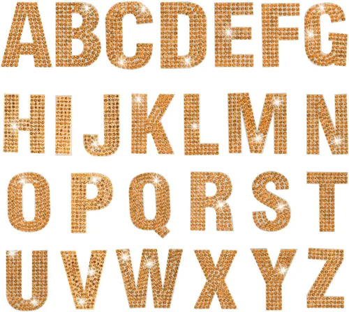 Miniatura 19 de PRATIQUE Calcomanías de letras del alfabeto con diamantes de imitación con purpurina, 26 letras autoadhesivas para arte y manualidades (rojo)