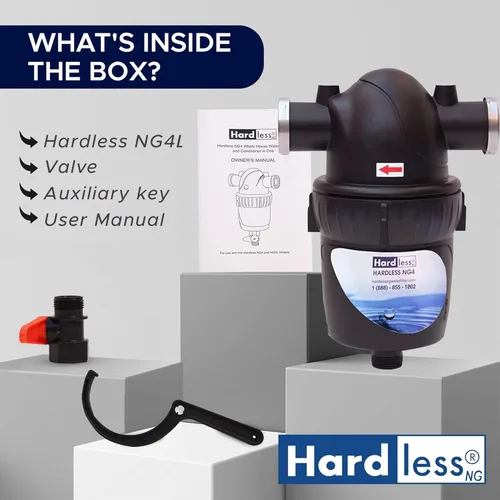 Miniatura 4 de Hardless NG4 - Filtro de agua para toda la casa - Dispositivo de ablandamiento sin sal - Reduce la cal, sedimentos y más - Compacto, fácil