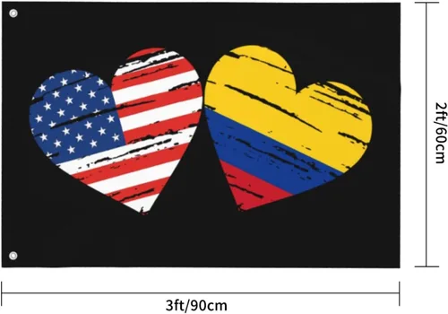 Miniatura 3 de Bandera colombiana de Estados Unidos, bandera colombiana personalizada, cuadrada, decorativa, de 2 x 3 pies, banderas de jardín, banderas