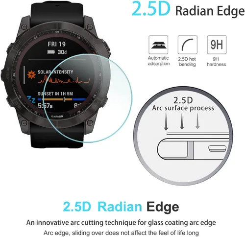 Miniatura 3 de Suoman Paquete de 4 protectores de pantalla para Garmin Fenix 7 de 1.850 in, [antiarañazos] 2.5D 9H dureza ultra fina vidrio templado película