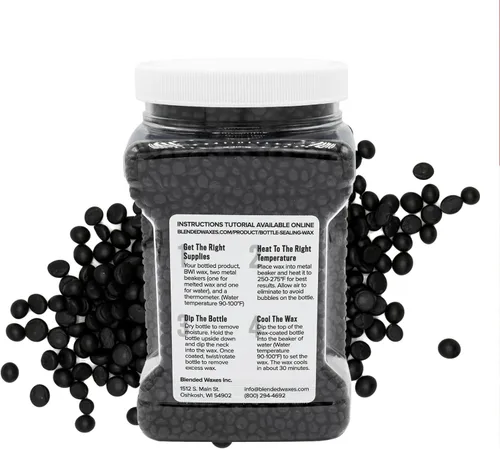 Miniatura 2 de Blended Waxes, Inc. - Cuentas de cera para sellado de botellas, perlas de sellado de cera de pastilla premium para cierre de botellas de vino, Negro