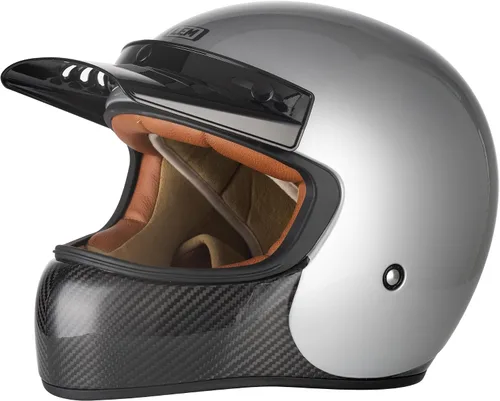 Miniatura 12 de LEM Casco Retro de Motocross en Fibra de Carbono, Casco Integral de Motocicleta para Todoterreno DOT para Hombres, Casco de Motocicleta Vintage