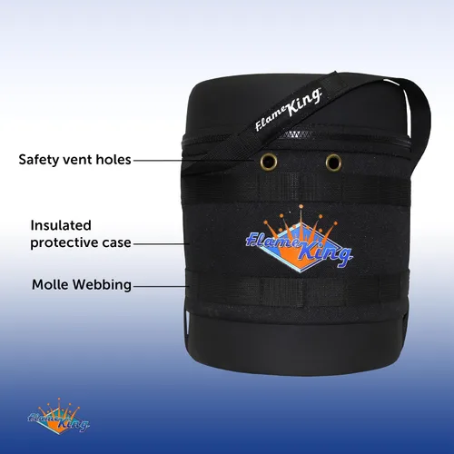 Miniatura 3 de Flame King FK-GH-3LB Transportador de gas para tanque de propano de 3 libras, funda protectora con aislamiento, color negro