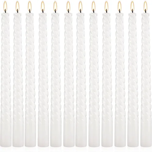 Miniatura 17 de WPONSZU Juego de velas cónicas en espiral negras de 10 pulgadas, paquete de 12 velas sin perfume sin goteo para Halloween, cena, fiesta, cumpleaños