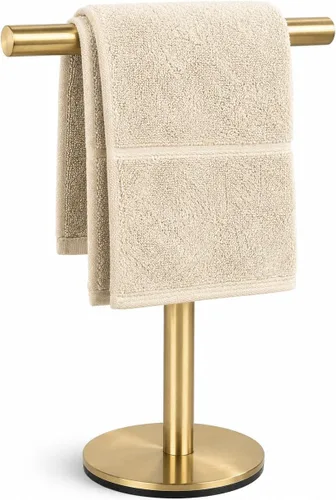 Miniatura 14 de Soporte de toalla de mano para baño, soporte de toalla de 13 pulgadas en forma de T, barra de toalla de pie, acabado de acero inoxidable SUS304 Plata