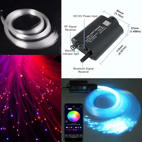Miniatura 3 de Kits de luces LED Bluetooth Azimom 16W RGBW de fibra óptica, estrella de techo, 150 piezas, 0.03 pulgadas, 6.5 pies, sensor, modo música, control