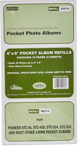 Páginas de recarga para álbumes de fotos STC-46, STC-46D, STC-204 y STC-504, 30 bolsillos para fotos de 4 x 6
