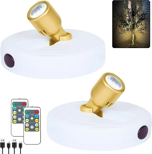 Miniatura 16 de HAMVIDNE Foco LED, luces de foto a batería, iluminación ascendente para interior, luces de disco con 2 controles remotos, luz de punto regulable