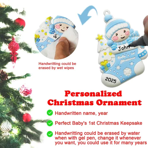 Miniatura 4 de Ornamento de Navidad 2025 del Primer Bebé Niño Personalizado Decoración de Bebé Niño Ornamento del Árbol de Navidad Primer Recuerdo Personalizado