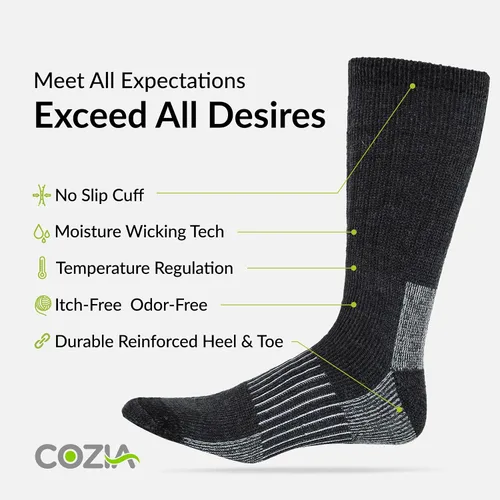Miniatura 3 de Calcetines de lana merina, calcetines cálidos casuales para invierno, calcetines acogedores para botas para hombres y mujeres