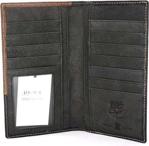 Miniatura 3 de West Star - Billetera para hombre, estilo de chequera, larga, plegable, con o sin pelo de vaca, 207C Bullrider Negro