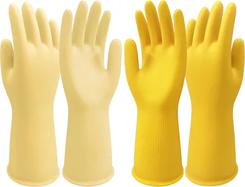 Miniatura 7 de Disfore Guantes de goma para lavar platos para limpieza de cocina, 2 pares de guantes largos de limpieza doméstica para lavar platos Medium 2 pares