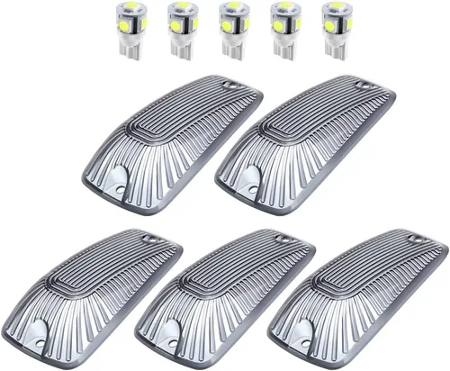 Miniatura 2 de CCIYU 5x Lámpara indicadora para techo de cabina humo + 5x focos LED Blanco T10 194 W5W 168 para Chevy GMC 1988 – 2000 Chevrolet 1988 – 2000 GMC