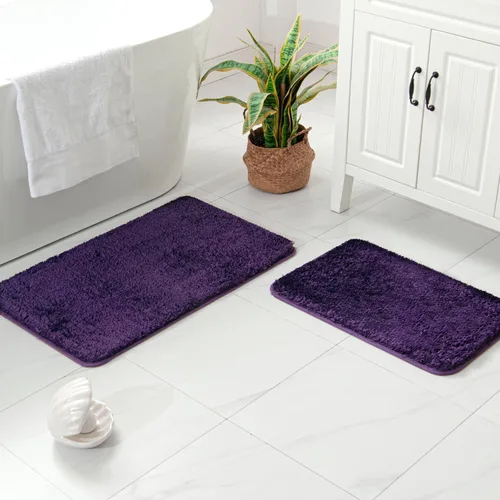 Miniatura 80 de MIULEE Juego de 2 alfombras de baño antideslizantes peludas extra gruesas y suaves, alfombrillas de baño de microfibra suave absorbente de agua