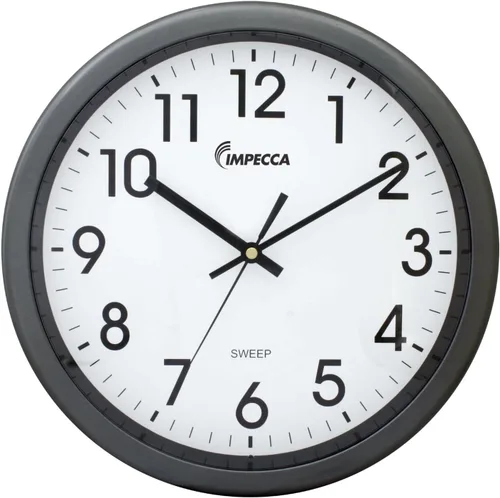 Miniatura 8 de Impecca WCW12M1 Reloj de pared con movimiento de barrido sin tictac, 12 pulgadas, color negro