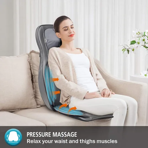 Miniatura 4 de COMFIER Shiatsu - Masajeador de cuello y espalda con calor, masajeador de espalda para aliviar el dolor de tejido profundo, almohadilla de masaje