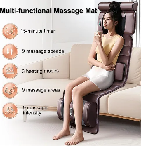 Miniatura 6 de Alfombrilla de masaje de vibración, almohadilla de masaje de calefacción vibratoria de cuerpo completo, 10 motores de vibración, 3 ajustes