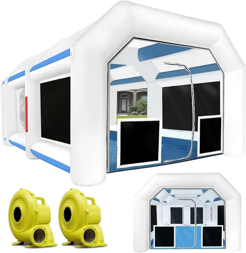 Cabina de pintura inflable de 21.5 x 13 x 9 pies con sopladores de 950 W+450 W para piezas de automóviles y pintura de muebles, cabina de pintura