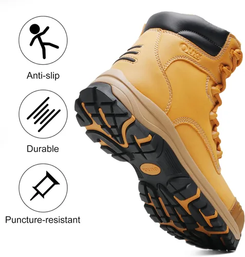 Miniatura 5 de Botas de trabajo para hombre, zapatos con punta de acero y cremallera lateral, resistentes al agua, antideslizantes, a prueba de pinchazos (OX2720)
