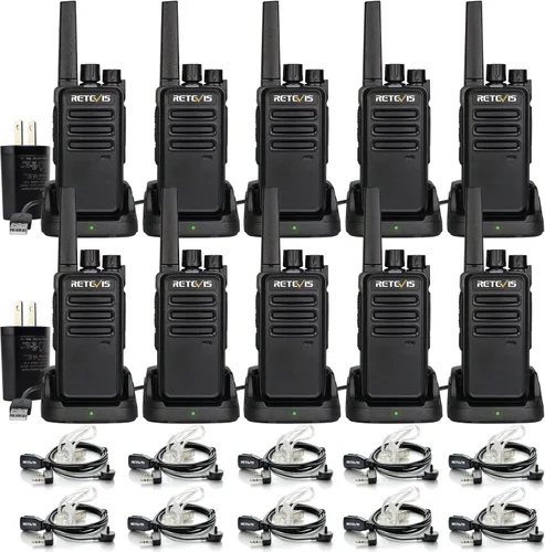 Miniatura 12 de Retevis RT68H Walkie Talkies de largo alcance, radio resistente de 2 vías con auricular, 1200 mAh, pantalla oculta, silenciamiento de 9 niveles