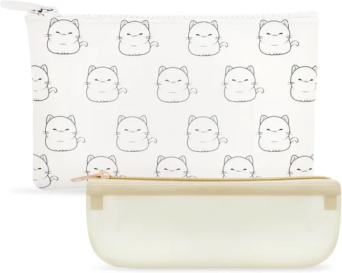 Miniatura 8 de Manmihealth Bonita bolsa de maquillaje de silicona para gatos, bolsas de cosméticos para mujeres, soporte para brochas de maquillaje de viaje, bolsa
