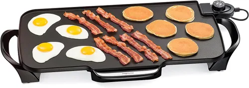 Presto 07061 - Plancha eléctrica de 22 pulgadas con asas extraíbles, tamaño extragrande, cerámica antiadherente, sin PFAS, temperatura ajustable y