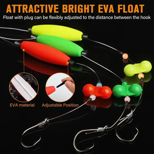 Miniatura 5 de Dovesun Pre-Tied Catfish Rig System, 23 Inch 55LB Santee Cooper Catfish Float Rig with Adjustable EVA Slip Float and High Carbon Circle Hooks 5/0