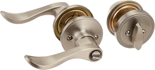 Miniatura 2 de JC60 V SEV 619 - Cerrojo de seguridad de un solo cilindro y palanca de entrada con llave con moldura estándar, níquel satinado, JC60 V SEV 619