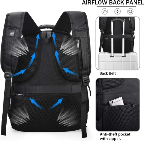 Miniatura 6 de NUBILY Mochila para laptop de 17 pulgadas, impermeable, extra grande, con aprobación TSA, antirrobo, para viajes, negocios universitarios, mochilas