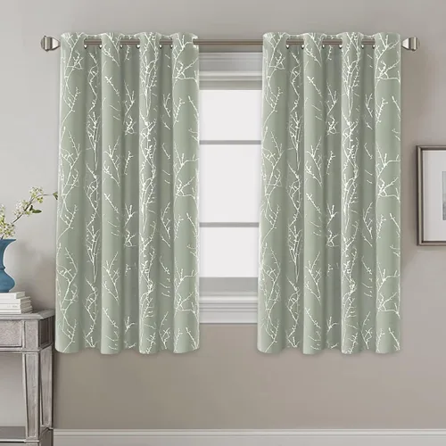 Miniatura 2 de H.VERSAILTEX Cortinas opacas para dormitorio, con estampado de ramas de árbol, con aislamiento térmico y ojales, cortinas de ventana gruesas y Salvia