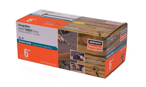 Simpson Strong-Tie SDWS22600DB-R50 Tornillos para madera SDWS de accionamiento fuerte (grado exterior), 0.220 pulgadas x 6 pulgadas, revestimiento