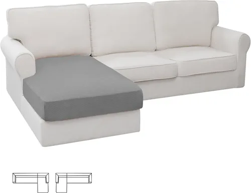 Miniatura 75 de Easy-Going - 4 Fundas de cojín elásticas para sofá seccional, izquierda/derecha, en forma de L, funda de asiento antideslizante, suave, flexible