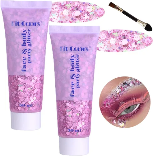 Miniatura 26 de Gel con purpurina para el cuerpo y la cara: Accesorios para conciertos de cantantes, disco, festival, rave, maquillaje con purpurina facial, 150 ml