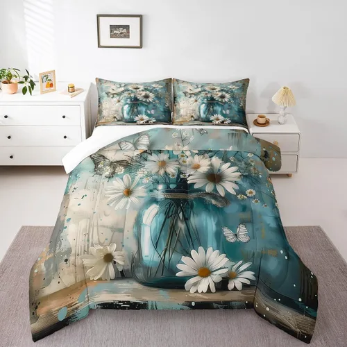 Miniatura 30 de Homewish Lindo juego de edredón de perros, juego de ropa de cama verde para niños, niñas y mujeres, edredón de verano para adultos, juego de edredón
