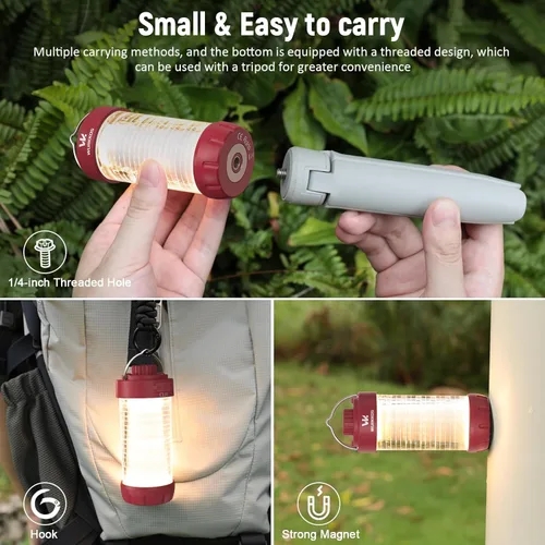 Miniatura 6 de Wurkkos CL01 Linterna de camping recargable, luz de campamento de 550LM con base magnética, luz RGB, atenuación continua, hasta 300 horas