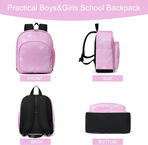 Miniatura 6 de CLUCI Mochila infantil para niños y niñas, mochila para preescolar con correa ajustable, 12L, Rosa 404, Mochilas Daypack