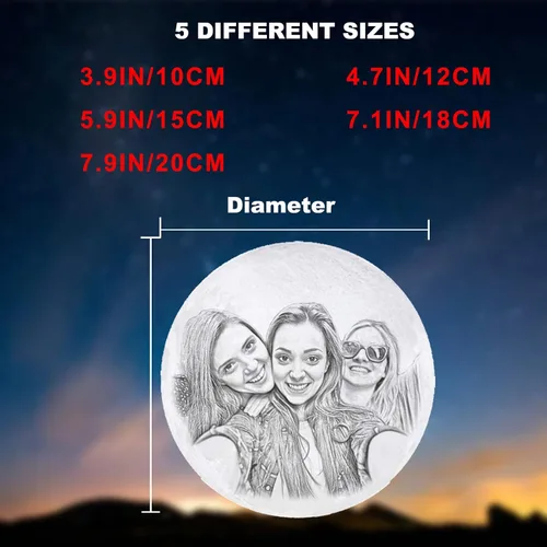 Miniatura 4 de Lámpara de luna personalizada con foto grabada, 16 colores, lámpara nocturna de carga USB para niños, cumpleaños, Acción de Gracias, Navidad