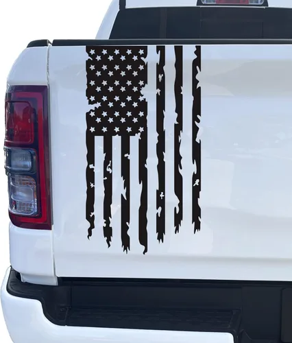 Miniatura 13 de Aldera Graphics Calcomanía de vinilo con la bandera de Estados Unidos de Estados Unidos envejecida compatible con la mayoría de las camionetas