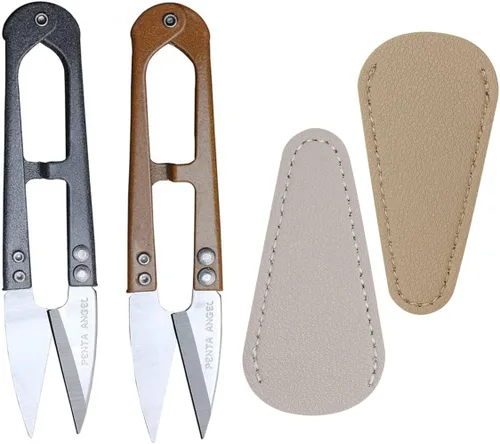 Miniatura 6 de 2 piezas de tijeras de costura mini multicolor 2 piezas de funda protectora de cuero para tijeras pequeña tijera para bordado hilo de bordar hilo