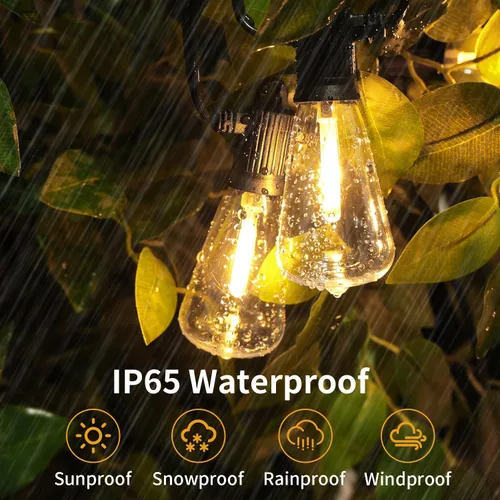 Miniatura 6 de ZOTOYI Luces de Cadena para Exteriores de 25 Pies, Luces de Patio Impermeables IP65 con 13 Bombillas LED ST38 Irrompibles, Luz Colgante Exterior