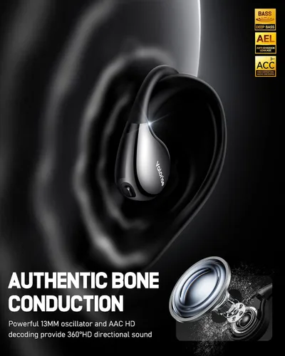 Miniatura 3 de Valorise Auriculares inalámbricos de conducción ósea T60, OWS con ganchos para los oídos, Bluetooth 5.4, ligeros y resistentes, 25 horas