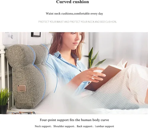 Miniatura 3 de Almohada lumbar rectangular perfecta, almohada grande para cabecero, soporte de posicionamiento de cama, cojín de cabecera de lectura para cama