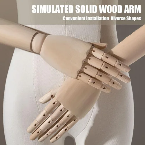 Miniatura 4 de Adjustable Female Mannequin Torso with Head & Wooden Arms - Height Adjustable Dress & Jewelry Display Stand for Retail & Home Use, Ideal Tailor's