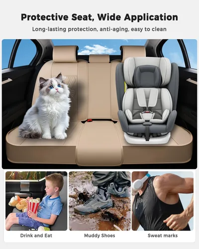 Miniatura 7 de Huidasource Juego completo de fundas de asiento de automóvil, funda de asiento de cuero transpirable para la mayoría de automóviles, SUV