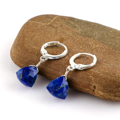 Miniatura 26 de Aretes de aro de cristal afganita natural Piedras afganas de alto grado Aretes chapados en plata Gota lisa Joyas de piedras preciosas hechas